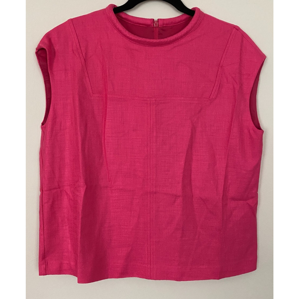Trina Turk Field Hot Pink Cap Sleeve Boxy Top $228 Size S Minimalist Modern